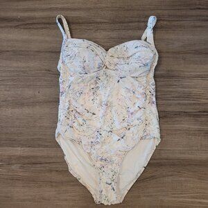 Nip Tuck Swimwear One Piece Swim Bathing Suit Size 12 White Floral NORDSTROM